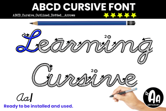 Abcd Cursive Outlined Dotted Arrows Font for Branding