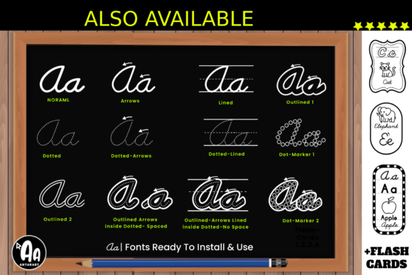 Cursive Handwriting Alphabet Tracing Set as a Web Font