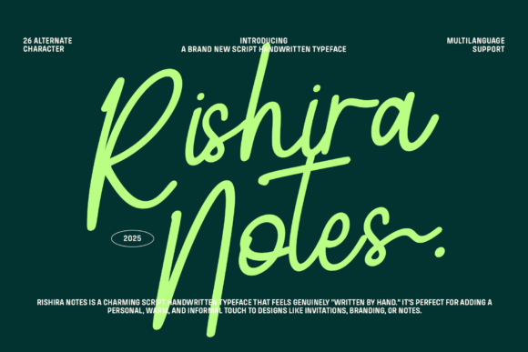 Rishira Notes Regular Font: A Handwritten Typeface for Marketing